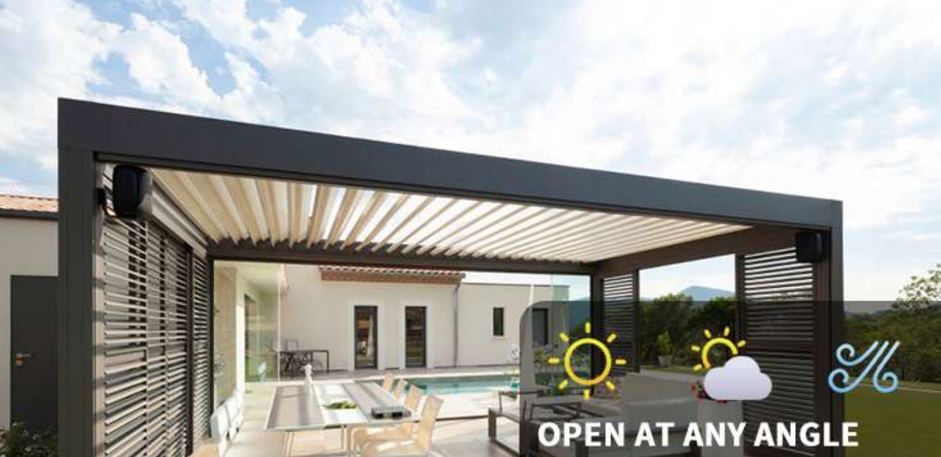 Outdoor Louvered Motorized Roof System Bioclimatic Pergola-Aluminum - Sunzout Outdoor Spaces LLC