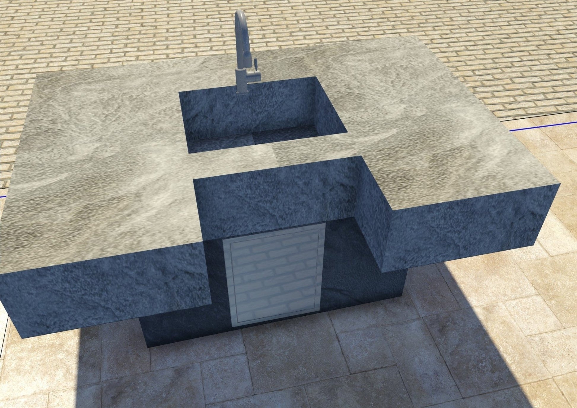 Outdoor Sink Island, Roman Style, DreamCrete Finish, Available in any custom size. Built in Sink with same Finish - Sunzout Outdoor Spaces LLC