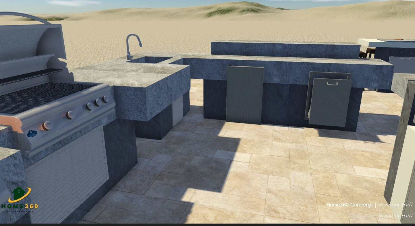 Outdoor Sink Island, Roman Style, DreamCrete Finish, Available in any custom size. Built in Sink with same Finish - Sunzout Outdoor Spaces LLC