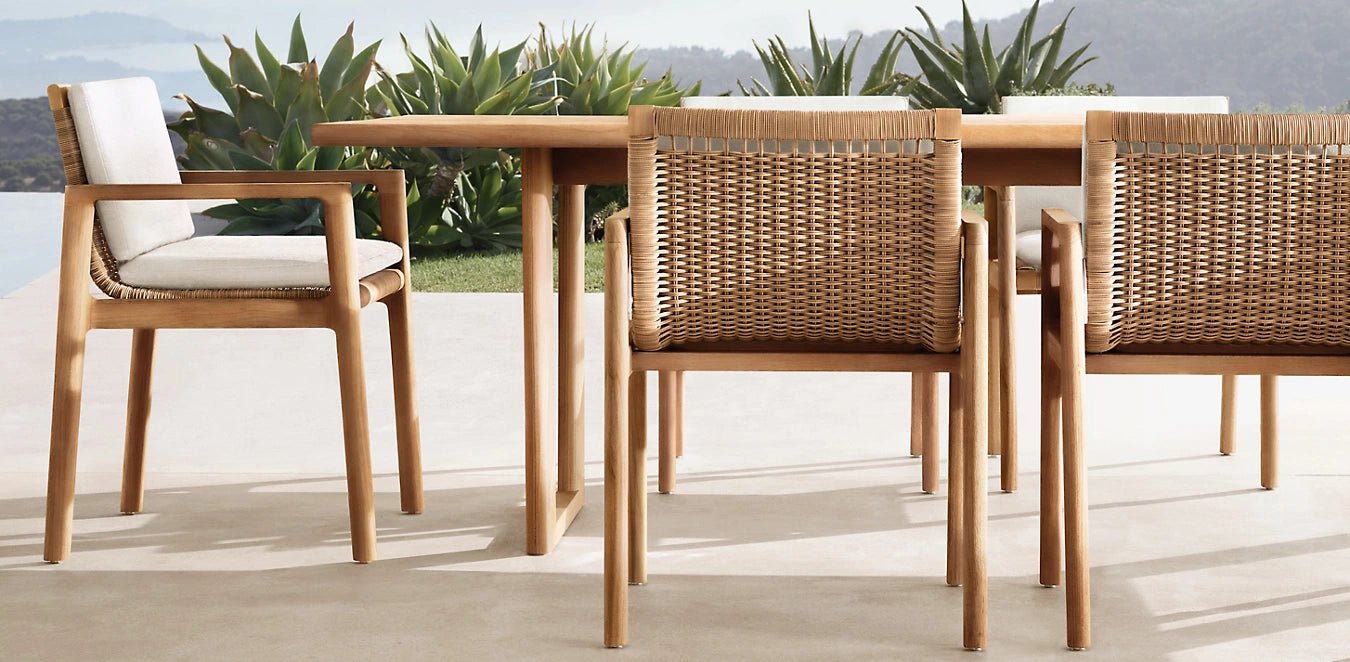 Outdoor Teak and Rattan Woven Dining Furniture - Sunzout Outdoor Spaces LLC