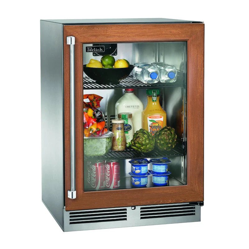 Perlick 24-Inch Signature Series Shallow Depth Stainless Steel Panel Ready Glass Door Outdoor Refrigerator - Sunzout Outdoor Spaces LLC