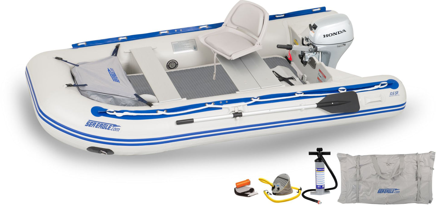 Sea Eagle 10'6' Sport Runabout Inflatable Boat Drop Stitch Swivel Seat Honda Motor Package - Sunzout Outdoor Spaces LLC