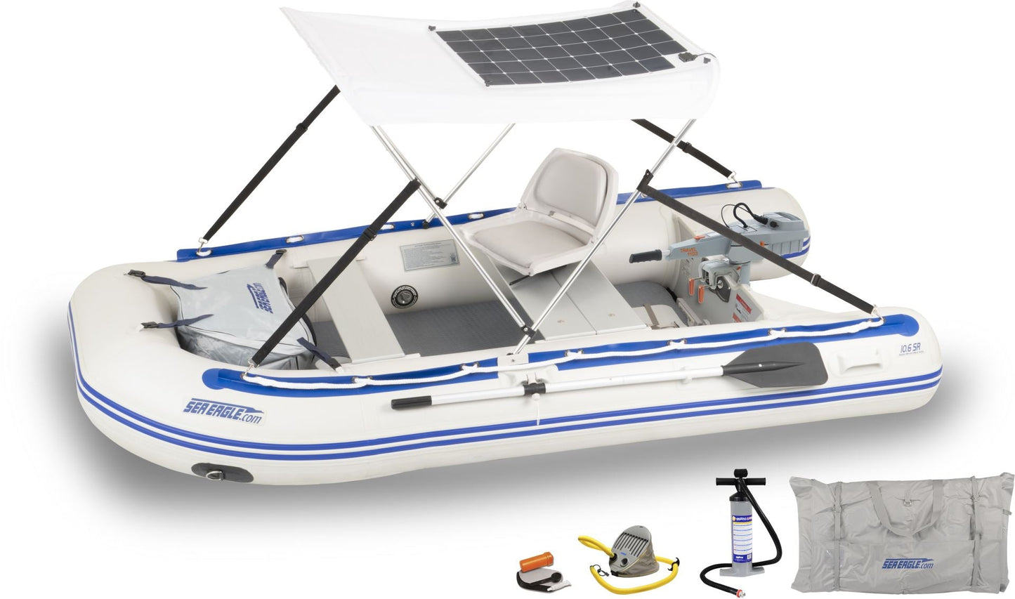 Sea Eagle 10'6' Sport Runabout Inflatable Boat Drop Stitch Torqeedo Solar Package - Sunzout Outdoor Spaces LLC