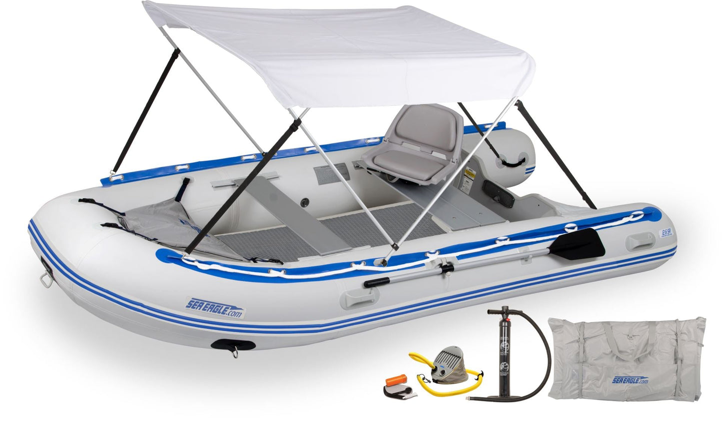 Sea Eagle 12'6" Sport Runabout Inflatable Boat Drop Stitch Swivel Seat & Canopy Package - Sunzout Outdoor Spaces LLC