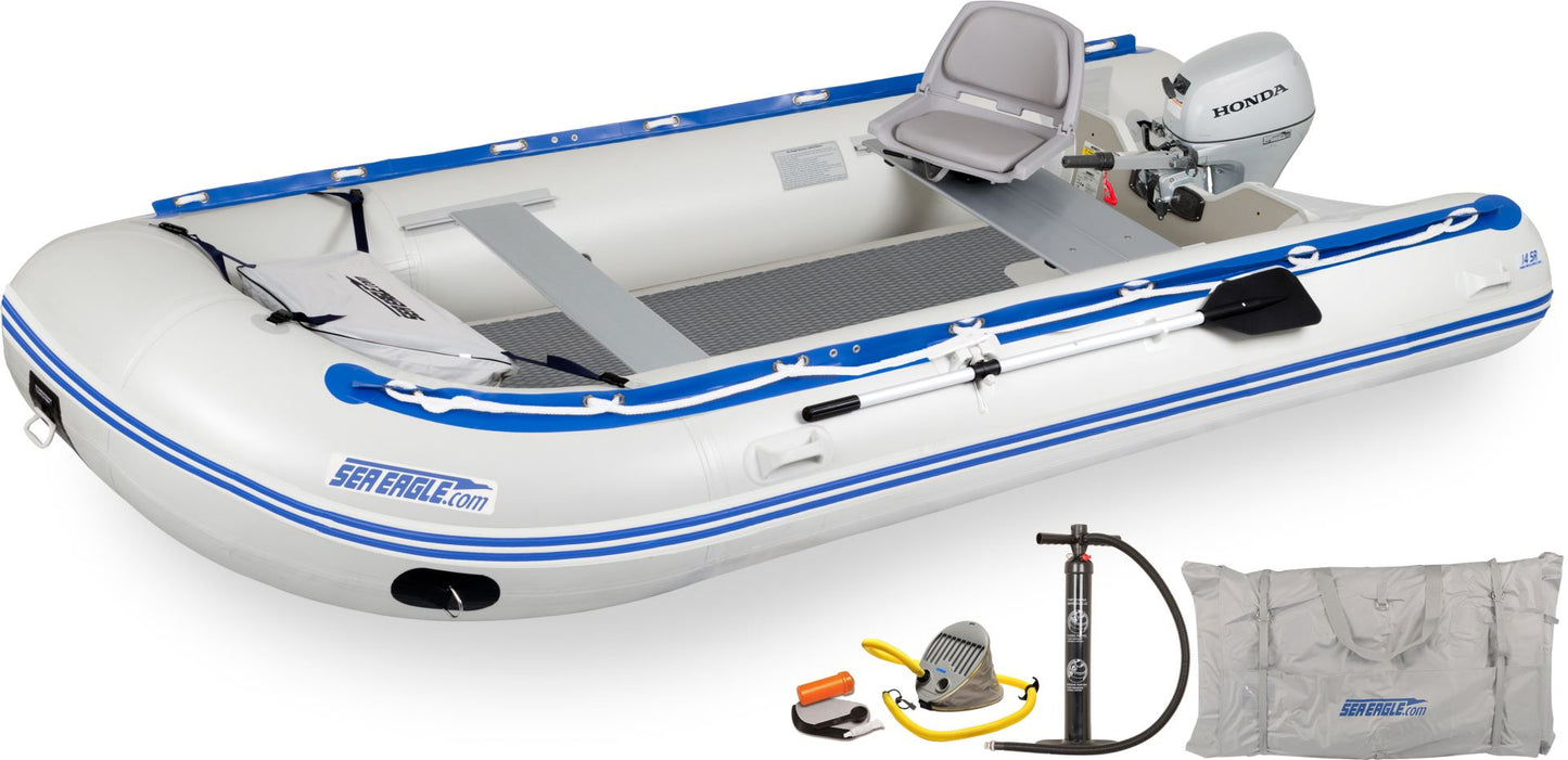 Sea Eagle 14' Sport Runabout Inflatable Boat Drop Stitch Swivel Seat Honda Motor Package - Sunzout Outdoor Spaces LLC