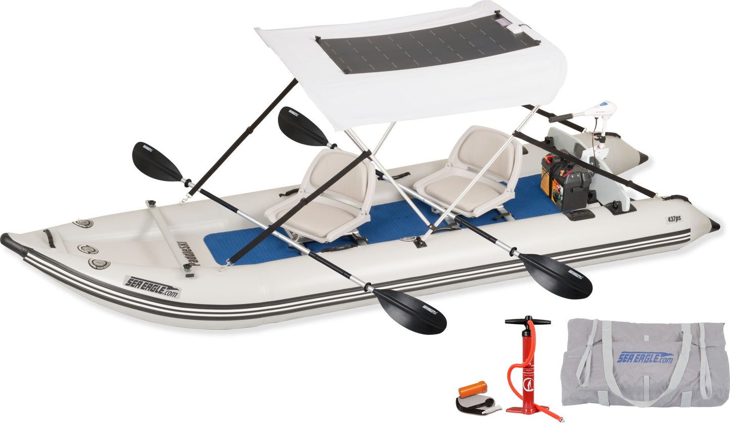 Sea Eagle 437PS PaddleSki Inflatable Boat 110w Solar Boat Package - Sunzout Outdoor Spaces LLC