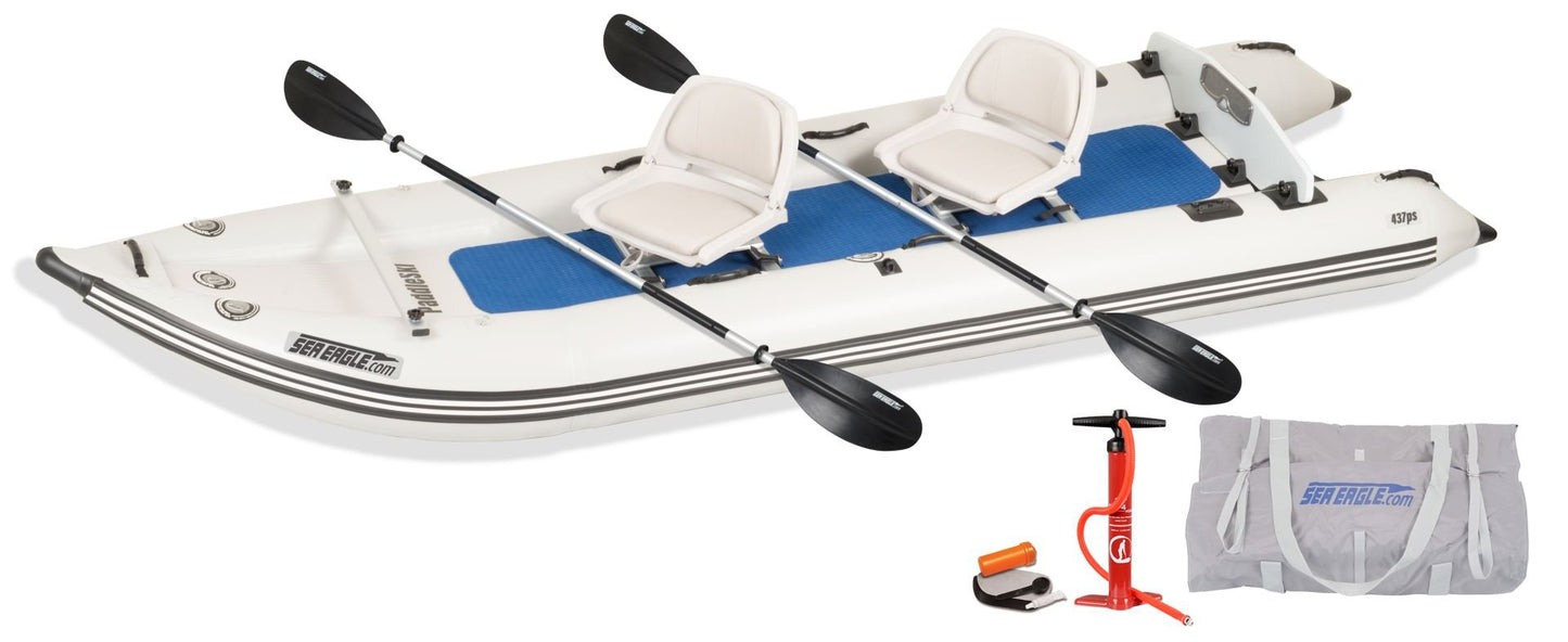Sea Eagle 437PS PaddleSki Inflatable Boat 2 Person Swivel Seat Package - Sunzout Outdoor Spaces LLC
