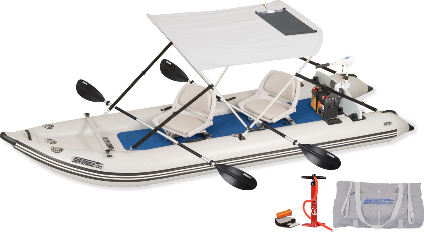 Sea Eagle 437PS PaddleSki Inflatable Boat 50w Solar Boat Package - Sunzout Outdoor Spaces LLC