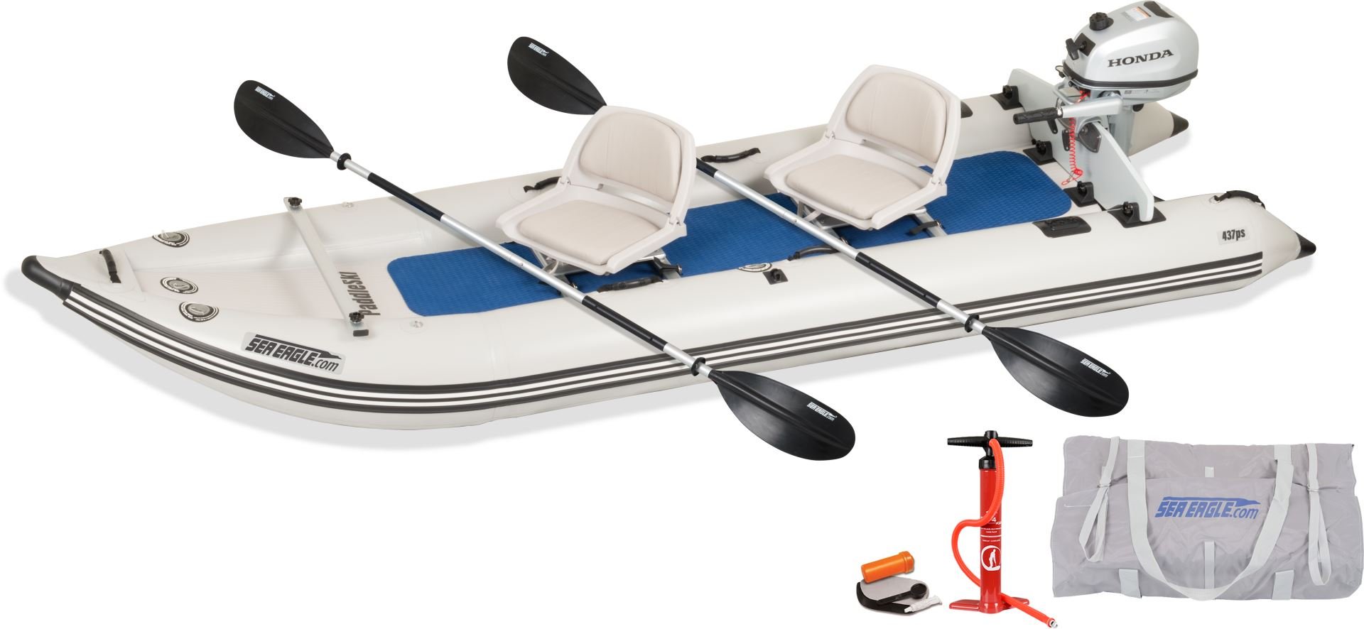 Sea Eagle 437PS PaddleSki Inflatable Boat Honda Motor Package - Sunzout Outdoor Spaces LLC