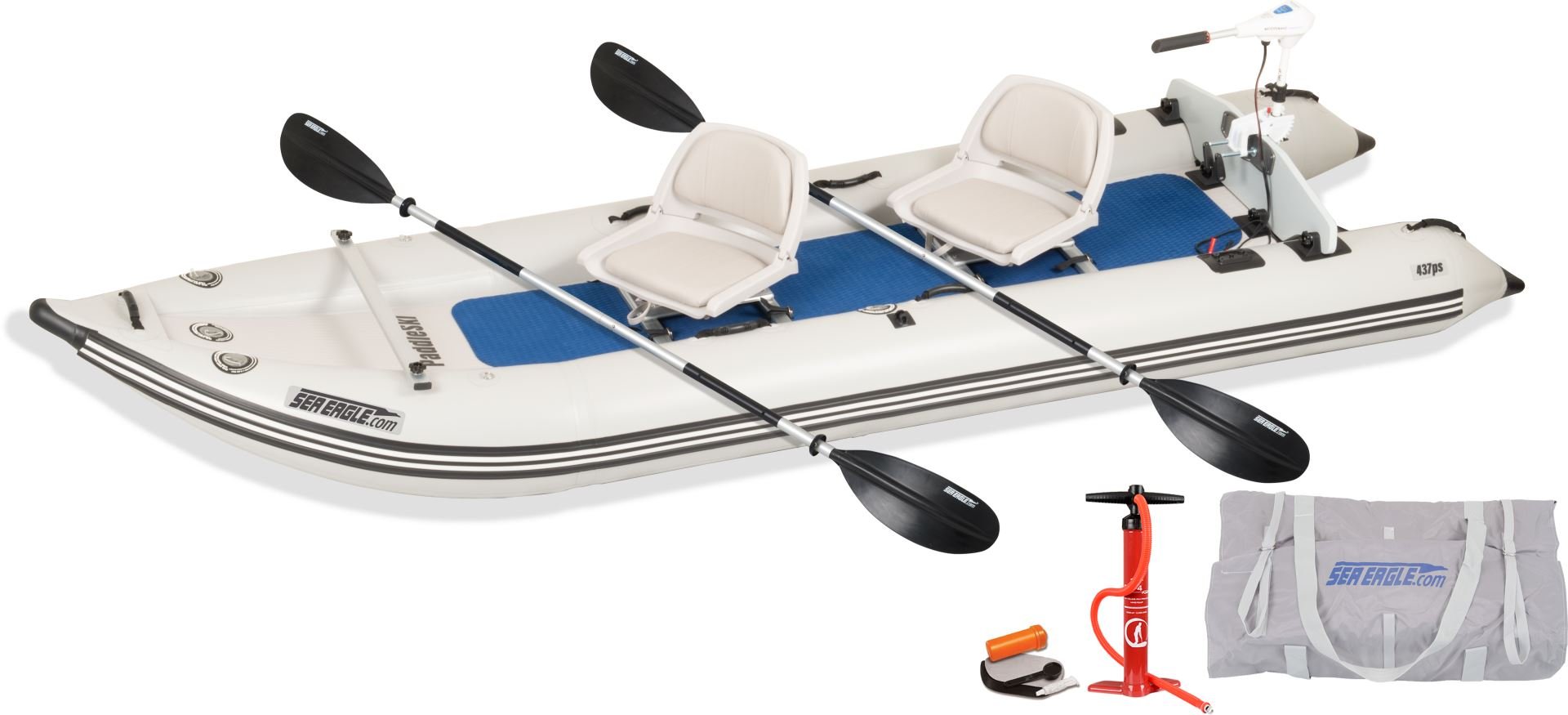 Sea Eagle 437PS PaddleSki Inflatable Boat Watersnake Motor Package - Sunzout Outdoor Spaces LLC