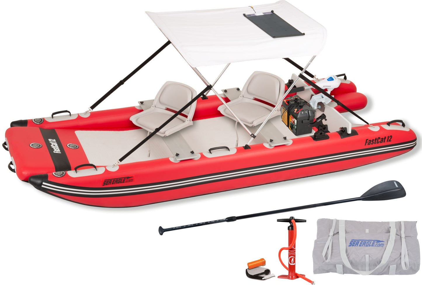 Sea Eagle FastCat12 Catamaran Inflatable Boat 50w Solar Boat Package