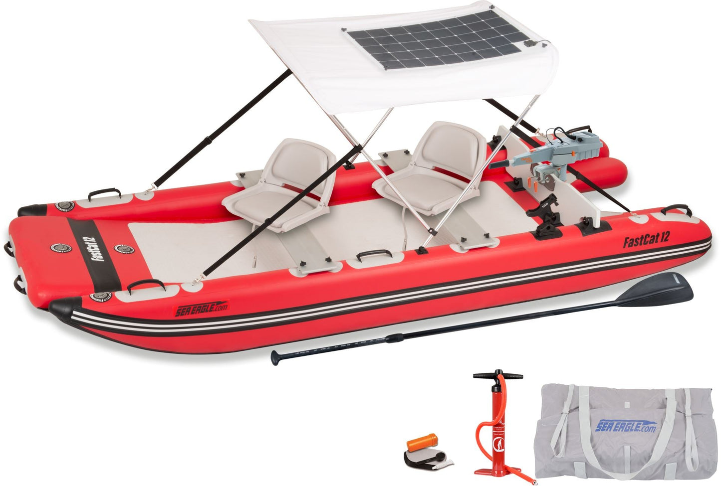 Sea Eagle FastCat12 Catamaran Inflatable Boat Torqeedo Solar Package