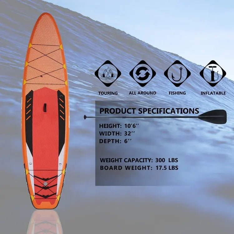 Sunzout Inflatable SUP-Orange, Stand Up Paddleboard - Sunzout Outdoor Spaces LLC