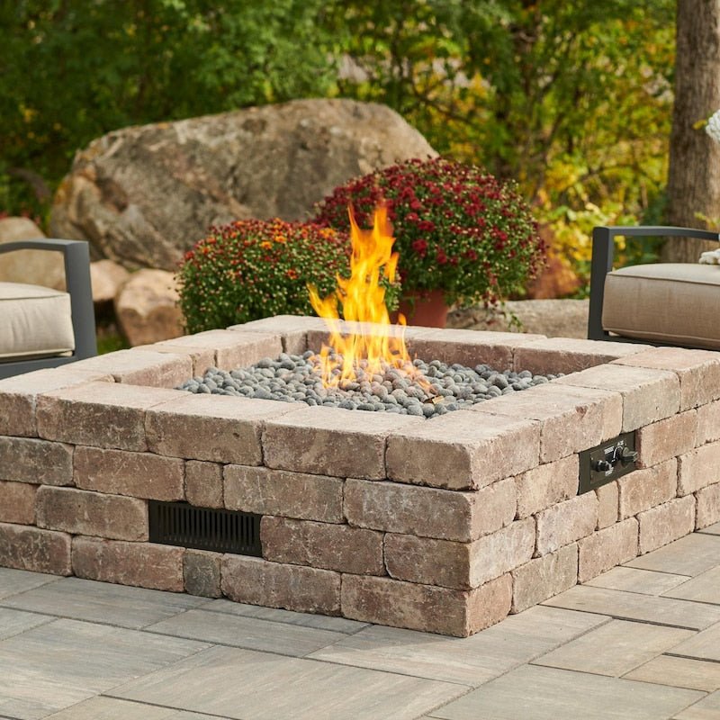 The Outdoor GreatRoom Company Bronson Block 51-Inch Square Propane Gas Fire Pit Kit with 42-Inch... - Sunzout Outdoor Spaces LLC