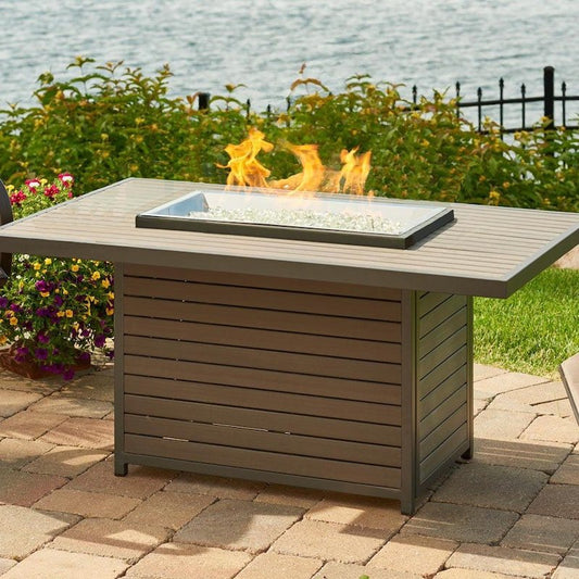 The Outdoor GreatRoom Company Brooks 50-Inch Rectangular Propane Gas Fire Pit Table with 24-Inch... - Sunzout Outdoor Spaces LLC