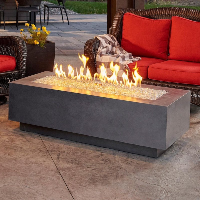 The Outdoor GreatRoom Company Cove 54-Inch Linear Natural Gas Fire Pit Table with 42-Inch Crystal... - Sunzout Outdoor Spaces LLC