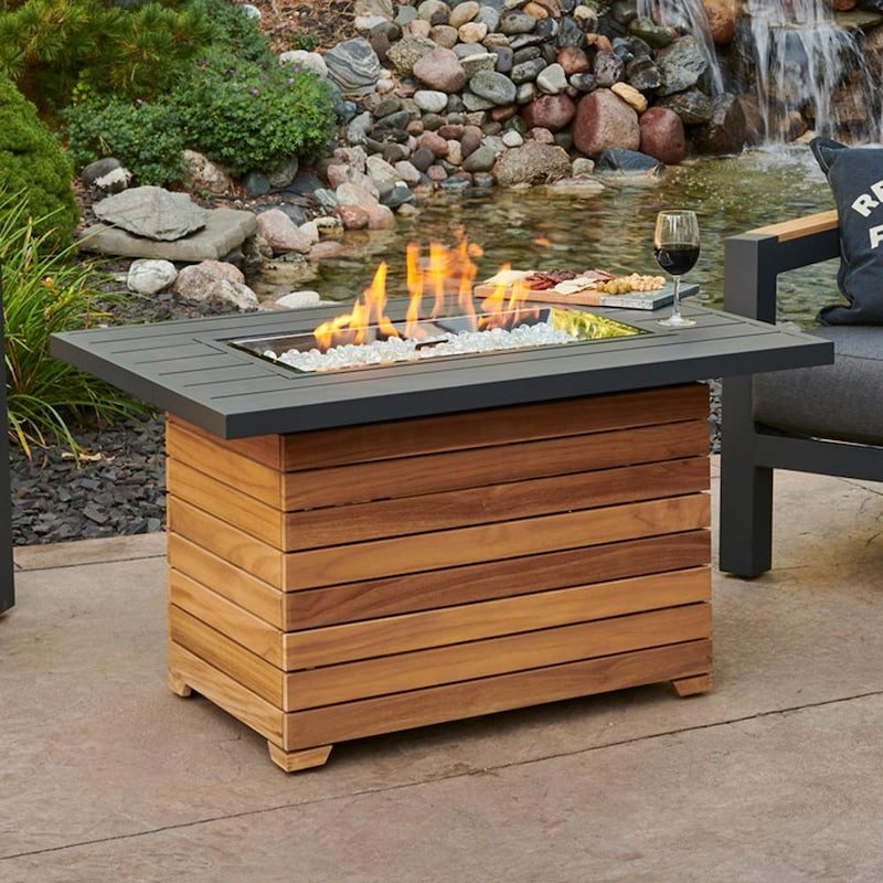 The Outdoor GreatRoom Company Darien 42-Inch Rectangular Propane Gas Fire Pit Table with Aluminum... - Sunzout Outdoor Spaces LLC