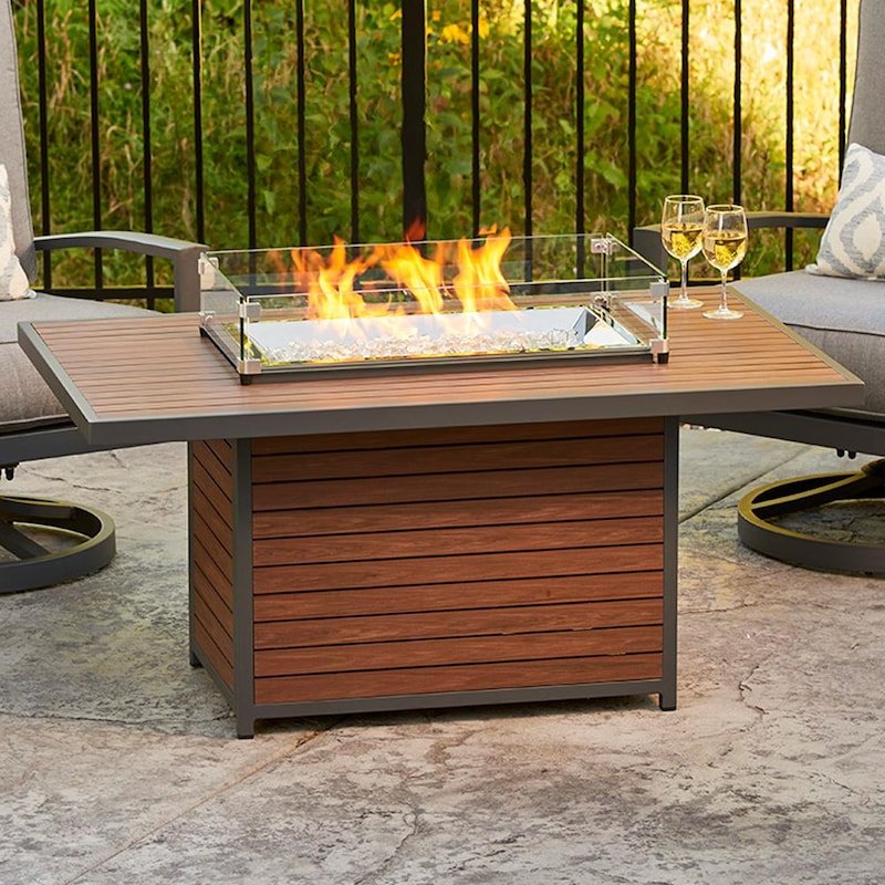 The Outdoor GreatRoom Company Kenwood 50-Inch Rectangular Propane Gas Fire Pit Table with 24-Inch... - Sunzout Outdoor Spaces LLC