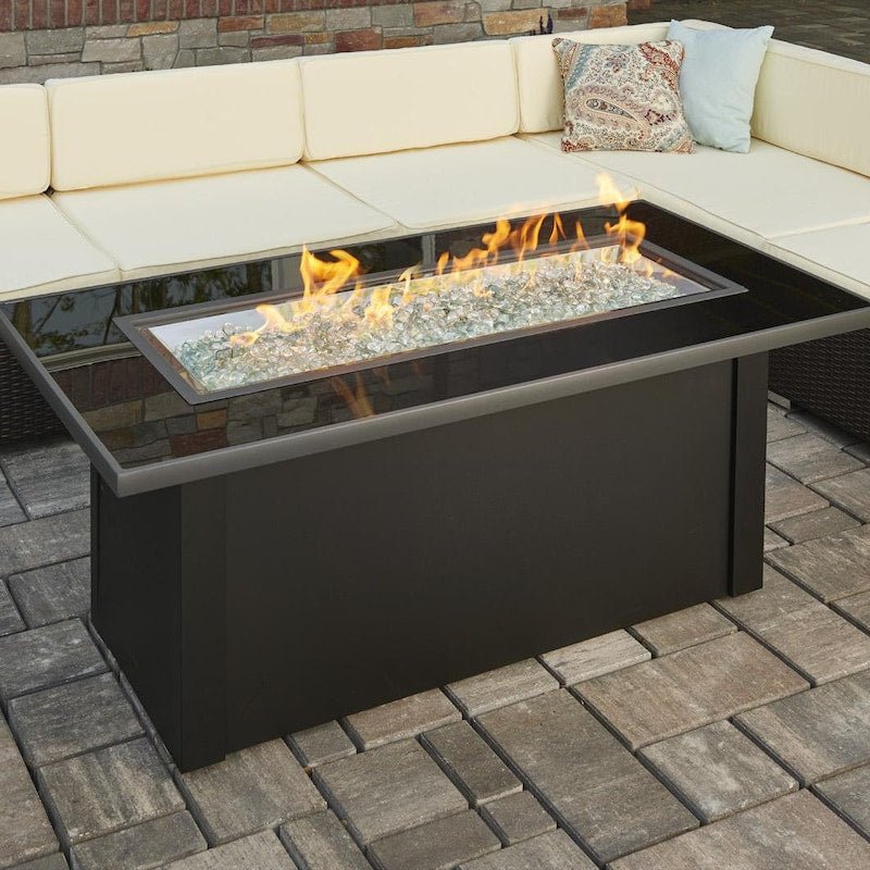 The Outdoor GreatRoom Company Monte Carlo 59-Inch Linear Propane Gas Fire Pit Table with 42-Inch... - Sunzout Outdoor Spaces LLC
