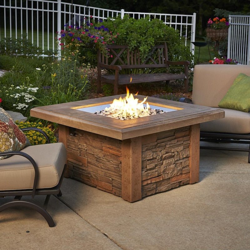 The Outdoor GreatRoom Company Sierra 43-Inch Square Propane Gas Fire Pit Table with 24-Inch... - Sunzout Outdoor Spaces LLC