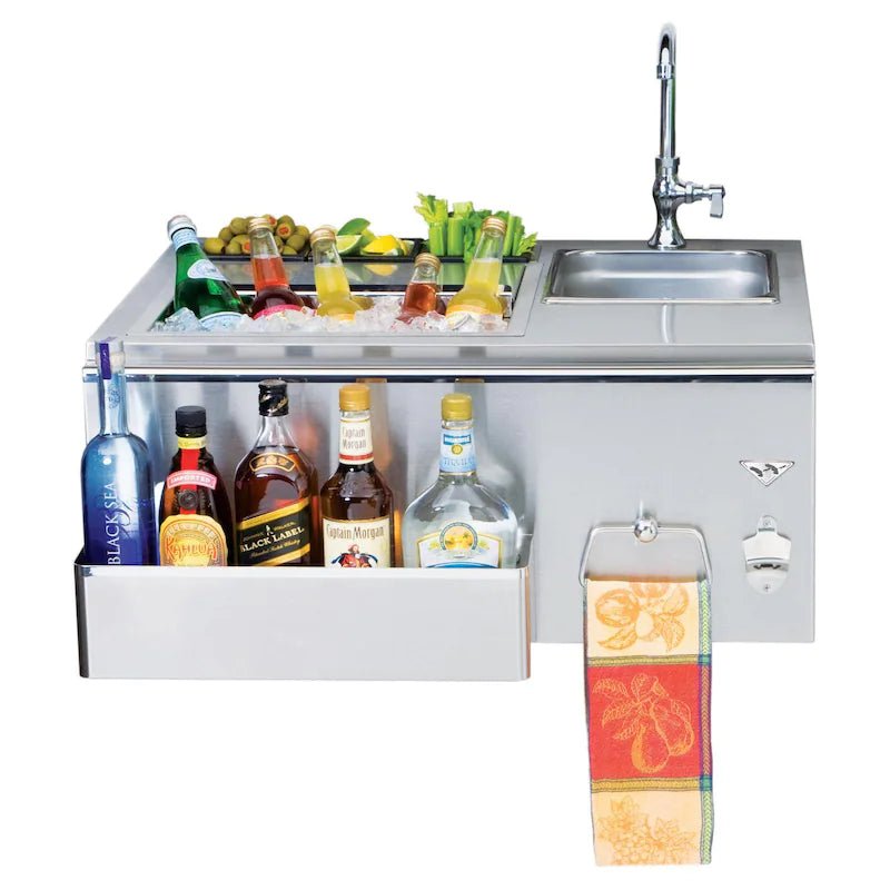 Twin Eagles 30-Inch Built-In Stainless Steel Outdoor Bar With Sink and Ice Bin Cooler - Sunzout Outdoor Spaces LLC